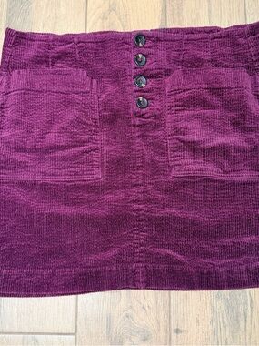Altar’d State A Beautiful Soul Burgundy Corduroy Button Front Mini Skirt